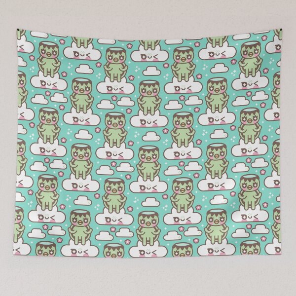 Item preview, Kawaii Kappa on Clouds Pattern designed and sold by musingtreeart.
