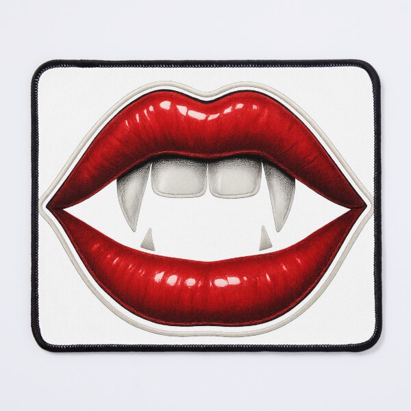 Item preview, Glossy Red Lips with Vampire Fangs on Black Background designed and sold by Creative88Art.