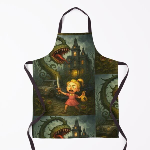 Item preview, "Epic Monster Battle Art | Brave Girl vs Giant Plant Beast | Dark Whimsical Fantasy Shirt designed and sold by ReyDeLaCalle.