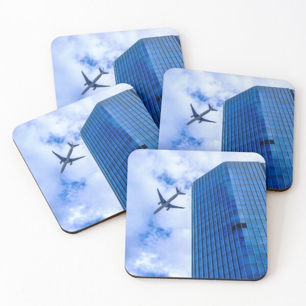 Item preview, Jet Passing Over Glass Office Tower in Tokyo City Skyline designed and sold by Pix4Japan.