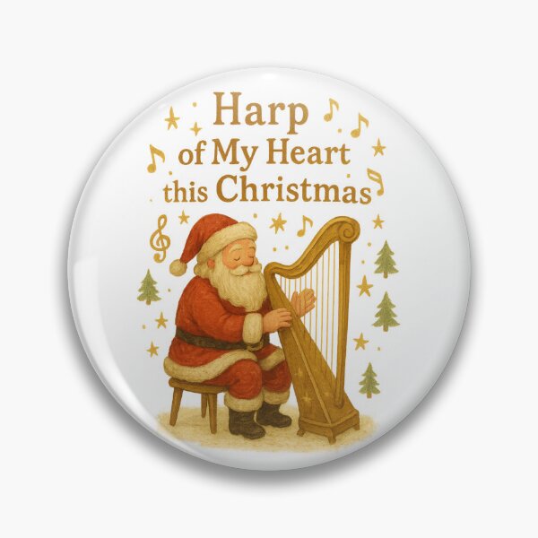 Item preview, Santa Playing the Harp – Christmas Music Art Harp of My Heart designed and sold by Tender Flower Clothing.