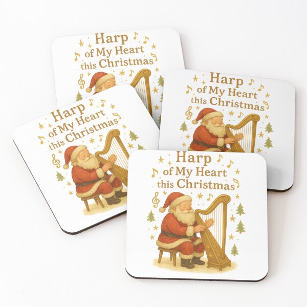 Item preview, Santa Playing the Harp – Christmas Music Art Harp of My Heart designed and sold by Tender Flower Clothing.