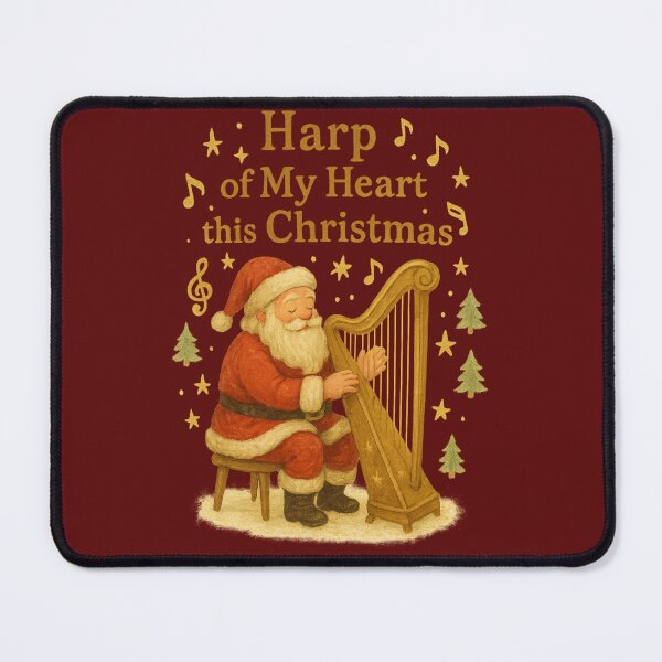 Item preview, Santa Playing the Harp – Christmas Music Art Harp of My Heart designed and sold by Tender Flower Clothing.
