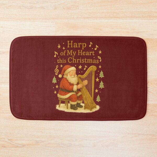 Item preview, Santa Playing the Harp – Christmas Music Art Harp of My Heart designed and sold by Tender Flower Clothing.
