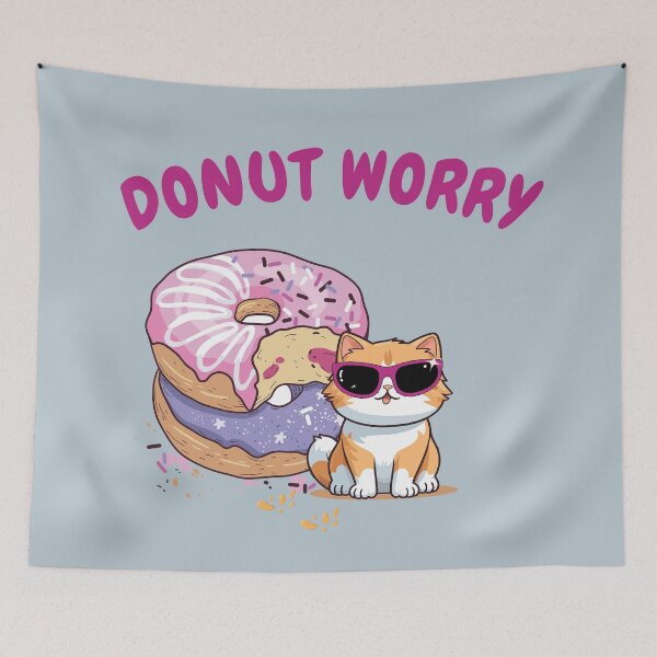 Item preview, Donut Worry- Funny Cat With Sunglasses designed and sold by MilabArt.