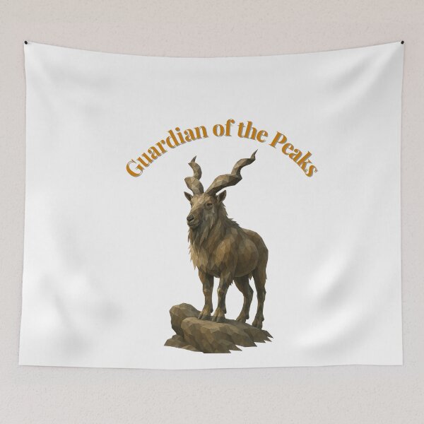 Item preview, Guardian of the Peaks – Majestic Markhor Mountain Art designed and sold by GeoWild Designs.