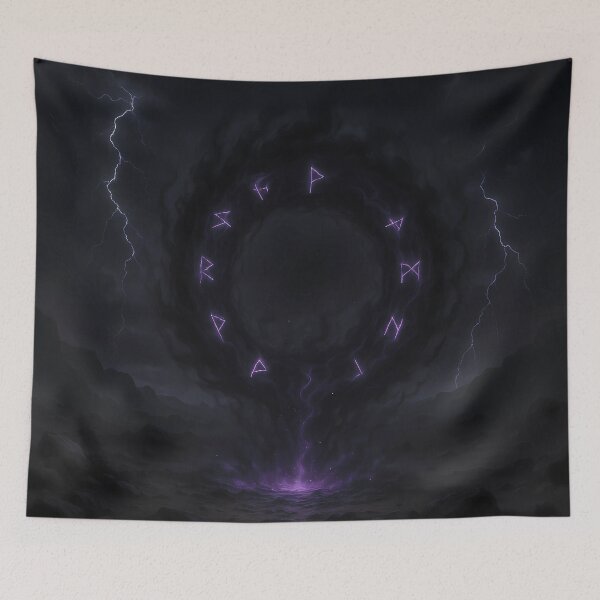 Item preview, Dark Rune Circle – Shadow and Lightning Portal designed and sold by NorseDrip.