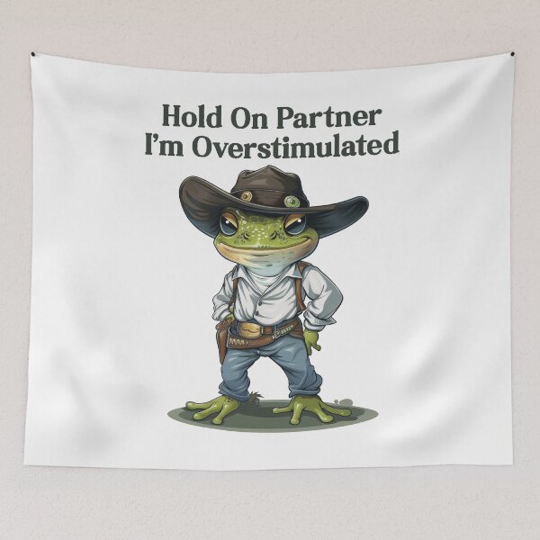 Item preview, Hold On Partner I'm Overstimulated Cowboy Frog Vintage designed and sold by PatternFariss.