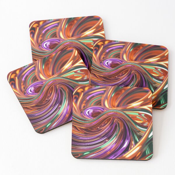 Item preview, Swirling Chrome Abstract in Orange, Purple, and Green designed and sold by Harmonic_Layers.