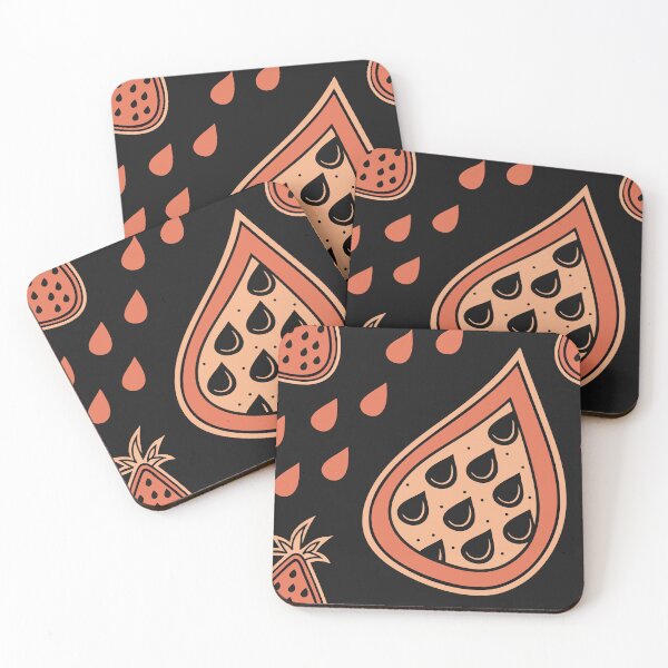 Item preview, Abstract Pattern of Stylized Strawberry Slices on Black Background designed and sold by Creative88Art.