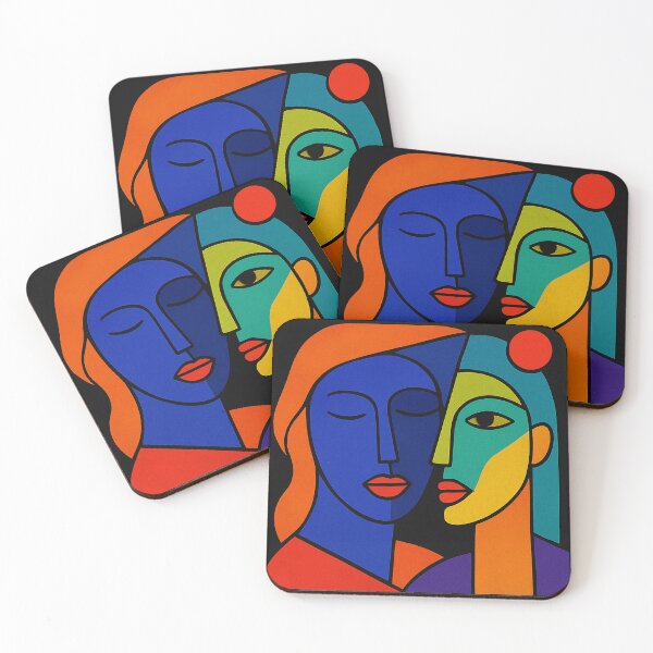 Item preview, Cubist Abstract Dual Portrait in Bold Colors designed and sold by Alexzonartshop.