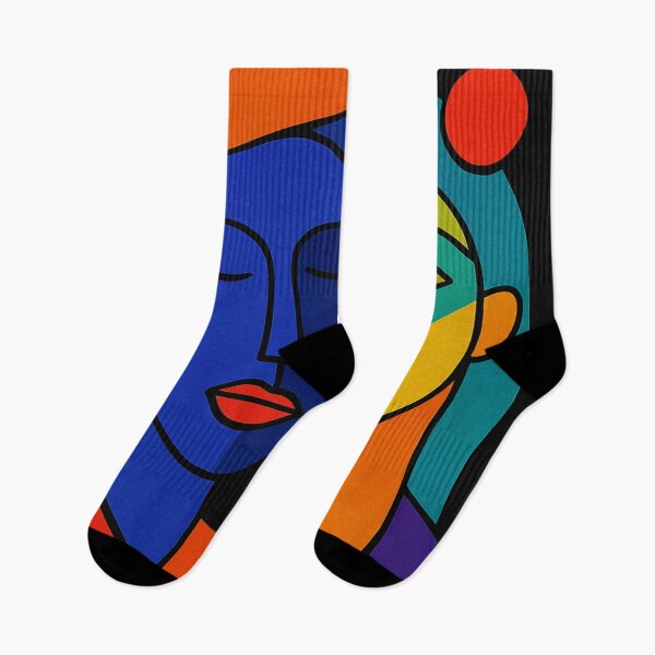 Item preview, Cubist Abstract Dual Portrait in Bold Colors designed and sold by Alexzonartshop.