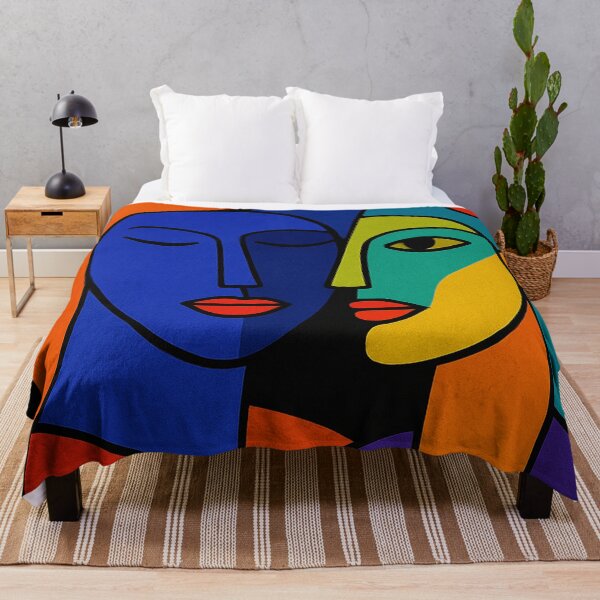 Item preview, Cubist Abstract Dual Portrait in Bold Colors designed and sold by Alexzonartshop.