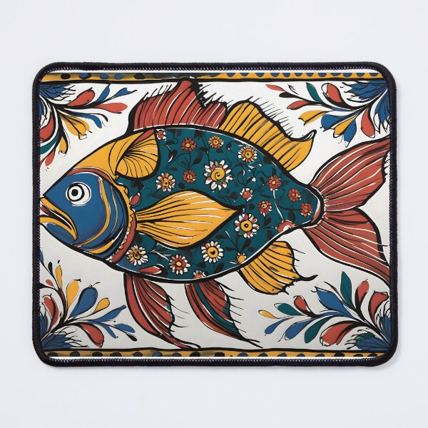 Item preview, Traditional Madhubani Fish Motif Folk Art Prin designed and sold by Haus Of K.