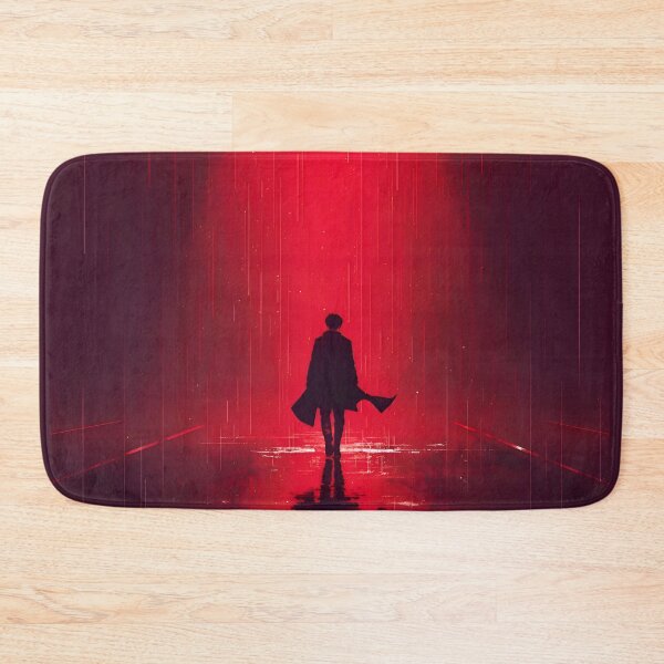 Item preview, Dark Fantasy Red Rain Scene – Lone Wanderer in Minimalist Anime Art designed and sold by A L O N E.