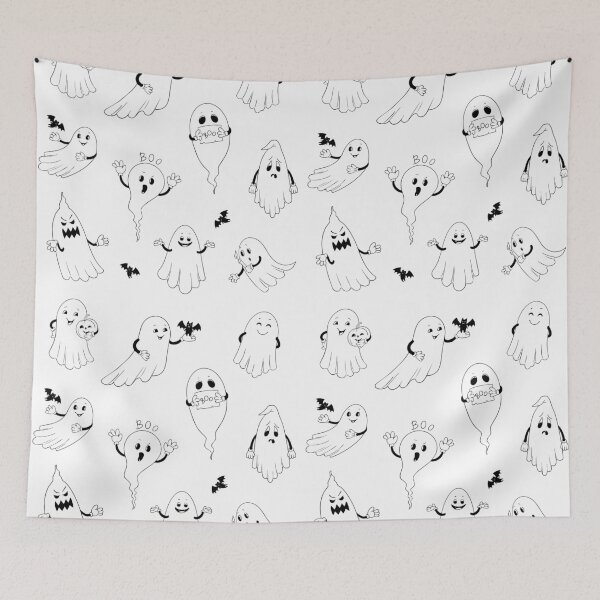 Item preview, Funny Ghost Pattern Black and White designed and sold by viktoriaart0303.