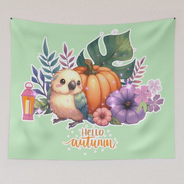 Item preview, Autumn Pumpkin Parrot – Cute Tropical Fall Bird Illustration designed and sold by Sugar Wisdom .
