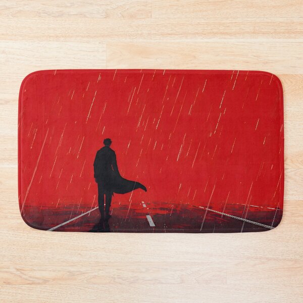 Item preview, Minimalist Anime Artwork – Traveler on Red Rain Road designed and sold by A L O N E.