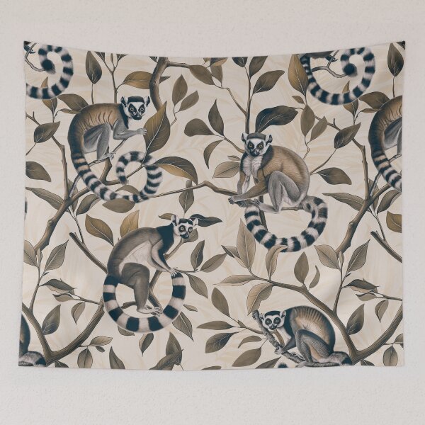 Item preview, Lush Tropical Lemur Paradise Beige designed and sold by artsandsoul.