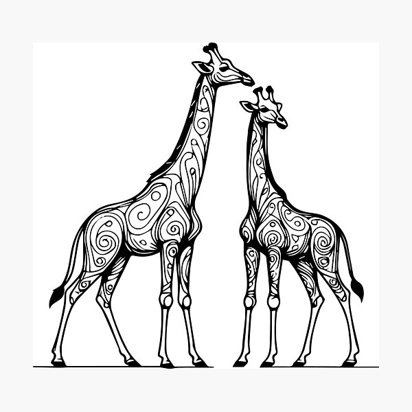 Item preview, Minimalist Giraffes Line Art – Elegant Animal Design designed and sold by AlmaMoArt.