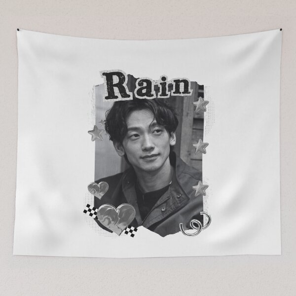 Item preview, Rain Jung Ji-hoon Kpop Solo Artist Black and White Collage Digital Art Portrait designed and sold by AJUNICE STUDIO.