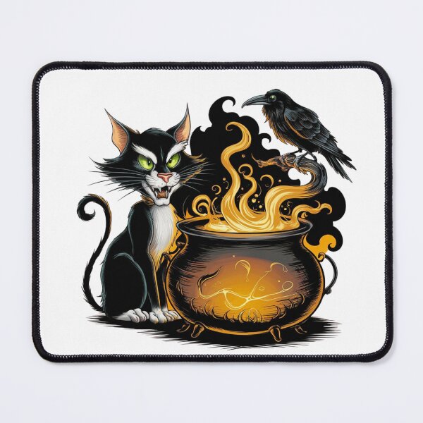 Item preview, Mystic Black Cat and Raven with Fiery Cauldron designed and sold by ViviArtix.