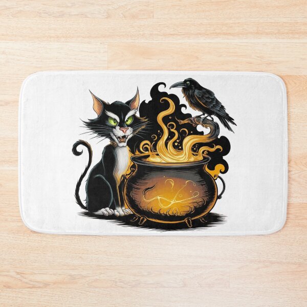 Item preview, Mystic Black Cat and Raven with Fiery Cauldron designed and sold by ViviArtix.