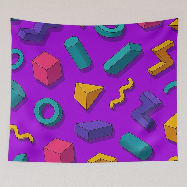 Item preview, Retro 3D Geometric Shapes Pattern Purple designed and sold by Graphics4X.