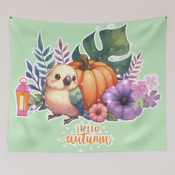 Item preview, Autumn Pumpkin Parrot – Cute Tropical Fall Bird Illustration designed and sold by Sugar Wisdom .