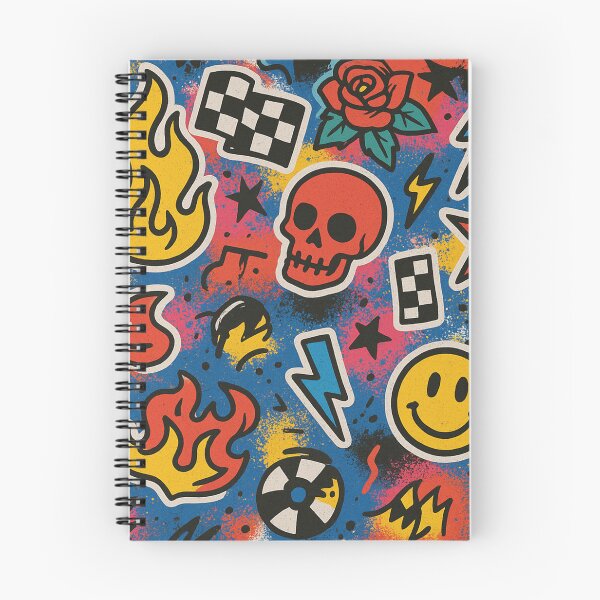 Item preview, Retro 80s 90s Skate Punk Sticker Pattern designed and sold by Graphics4X.