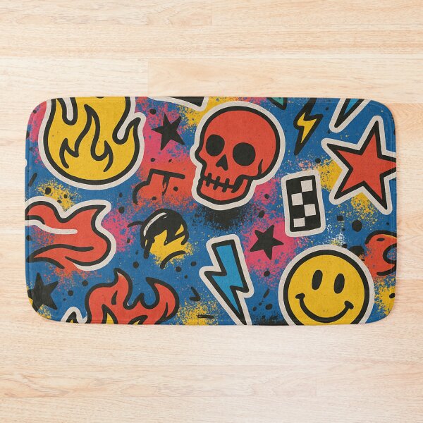Item preview, Retro 80s 90s Skate Punk Sticker Pattern designed and sold by Graphics4X.