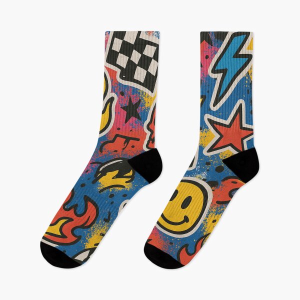 Item preview, Retro 80s 90s Skate Punk Sticker Pattern designed and sold by Graphics4X.