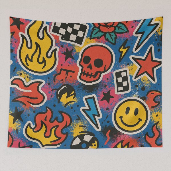 Item preview, Retro 80s 90s Skate Punk Sticker Pattern designed and sold by Graphics4X.