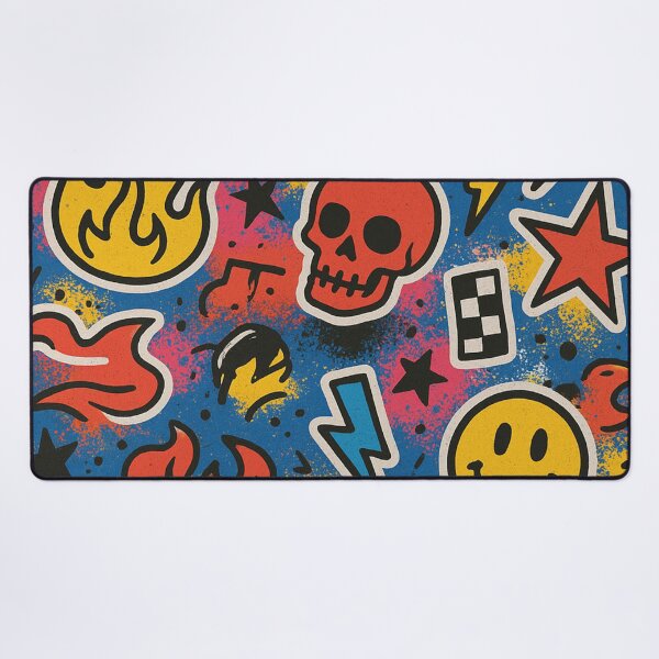 Item preview, Retro 80s 90s Skate Punk Sticker Pattern designed and sold by Graphics4X.