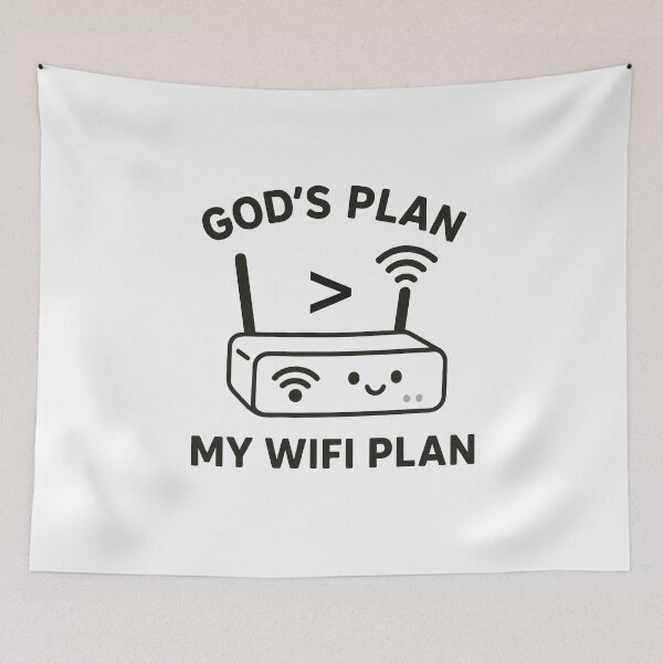 Item preview, God’s Plan > My WiFi Plan – Funny Christian Meme  designed and sold by Heavenly-Cloudz.