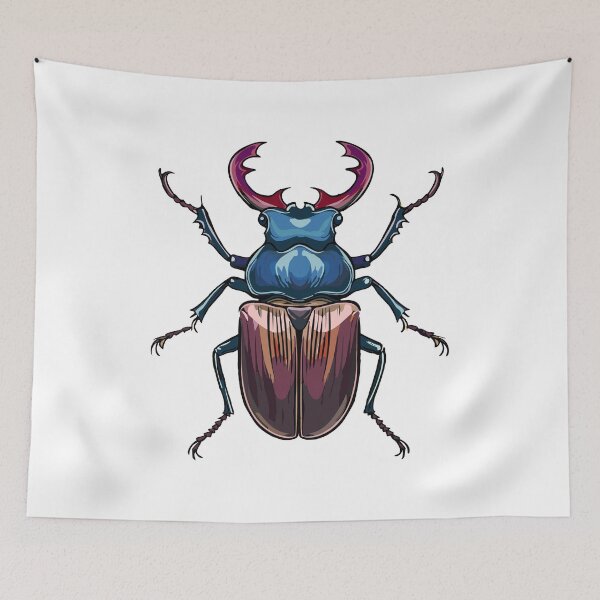Item preview, European stag beetle, or greater stag beetle (Lucanus cervus) top view of large insect bug with big horns vector illustration, large insect with mandibles, top view. Bug species with big horns designed and sold by Danler.