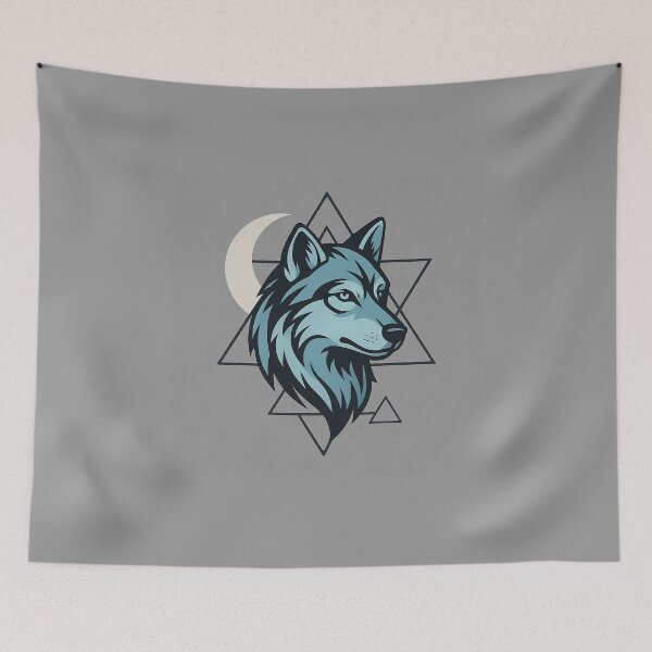 Item preview, Mystic Wolf Under Moonlight with Geometric Symbols designed and sold by VelureArt.