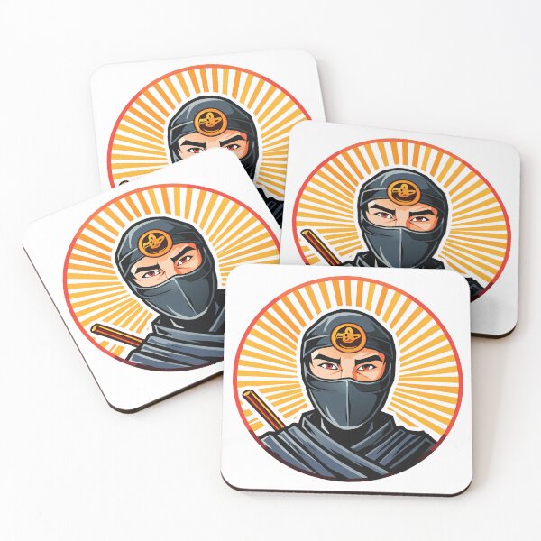 Item preview, Black and white portrait head male warrior ninja - assassin - with a black mask on his face covering his face designed and sold by Danler.