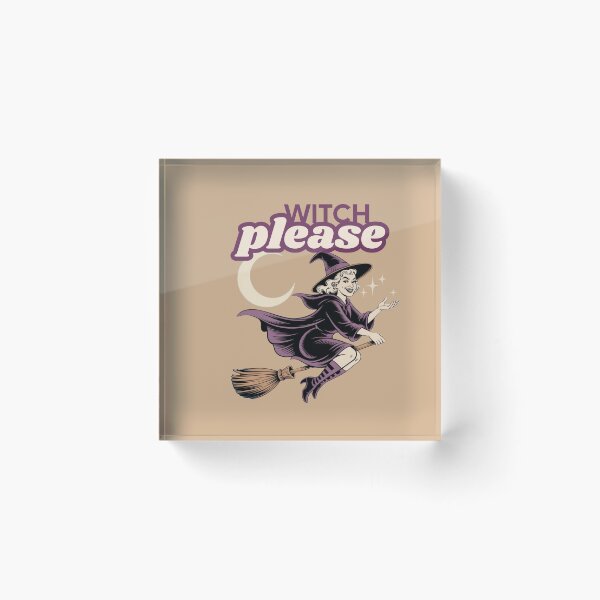 Item preview, Witch Please – Retro Vintage Halloween Witch on Broomstick designed and sold by RUNO LAB.