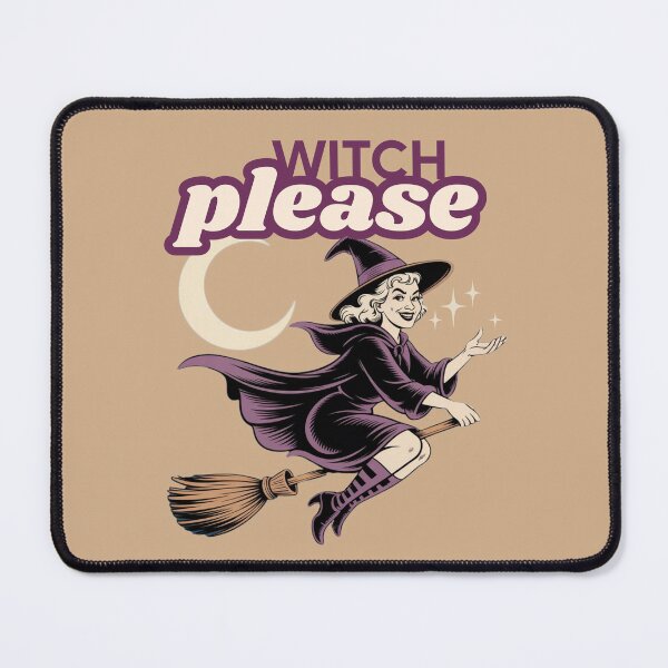 Item preview, Witch Please – Retro Vintage Halloween Witch on Broomstick designed and sold by RUNO LAB.