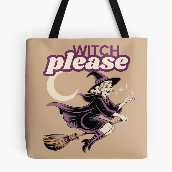 Item preview, Witch Please – Retro Vintage Halloween Witch on Broomstick designed and sold by RUNO LAB.