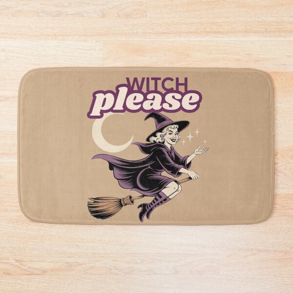 Item preview, Witch Please – Retro Vintage Halloween Witch on Broomstick designed and sold by RUNO LAB.