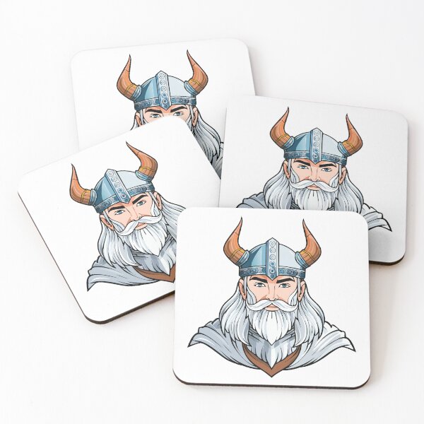 Item preview, Color portrait of a frowning angry Celtic warrior in a horned helmet, Viking or Gallic warrior,  designed and sold by Danler.