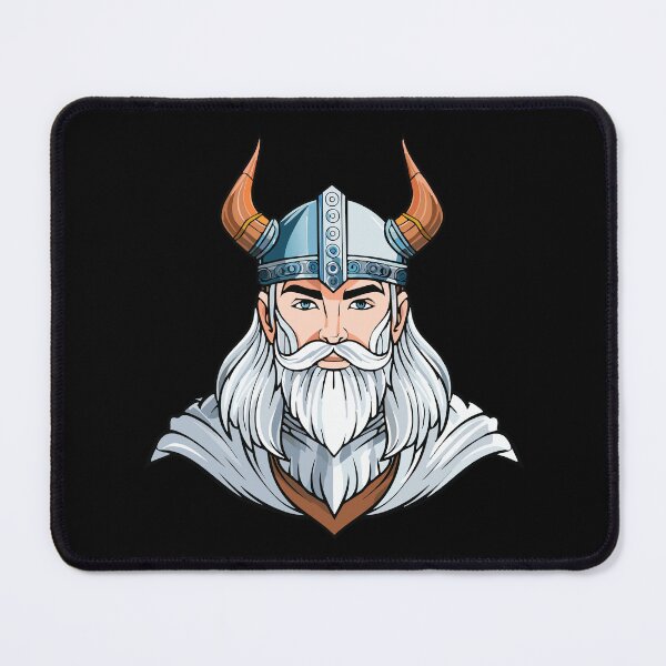 Item preview, Color portrait of a frowning angry Celtic warrior in a horned helmet, Viking or Gallic warrior, designed and sold by Danler.