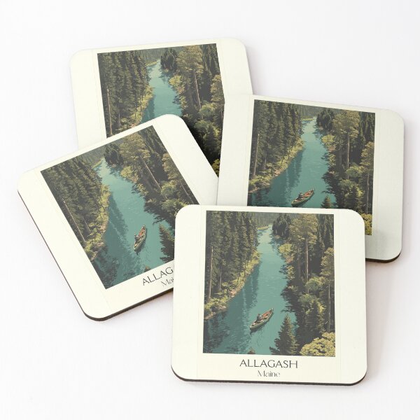 Item preview, Allagash Maine Vintage Travel Art | Wilderness Waterway Canoe Illustration designed and sold by TuncGK.