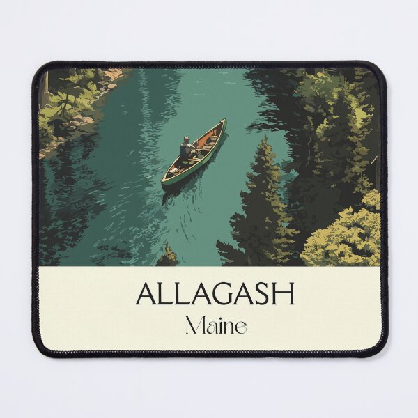 Item preview, Allagash Maine Vintage Travel Art | Wilderness Waterway Canoe Illustration designed and sold by TuncGK.