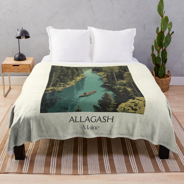 Item preview, Allagash Maine Vintage Travel Art | Wilderness Waterway Canoe Illustration designed and sold by TuncGK.