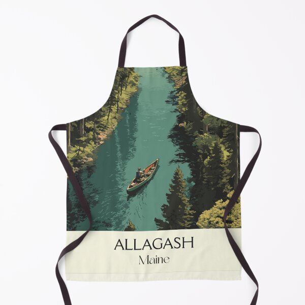 Item preview, Allagash Maine Vintage Travel Art | Wilderness Waterway Canoe Illustration designed and sold by TuncGK.