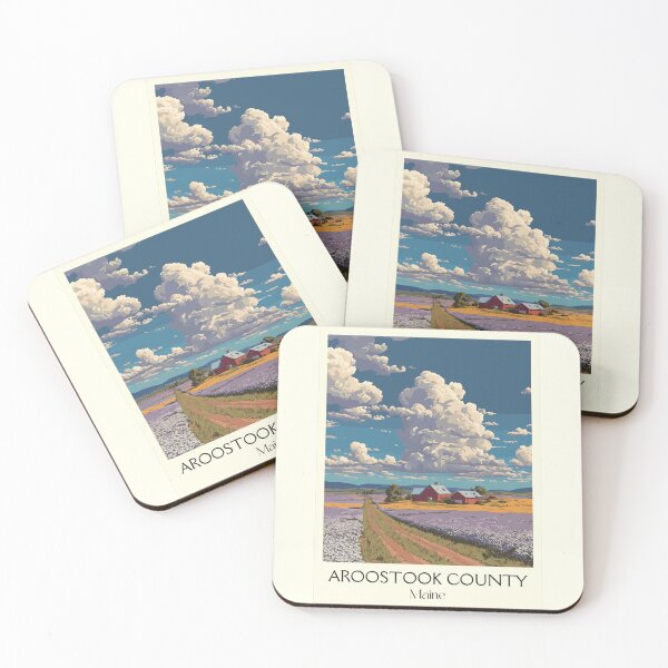 Item preview, Aroostook County Maine Retro Travel Art | Potato Fields & Lupine Design designed and sold by TuncGK.