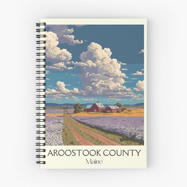 Item preview, Aroostook County Maine Retro Travel Art | Potato Fields & Lupine Design designed and sold by TuncGK.